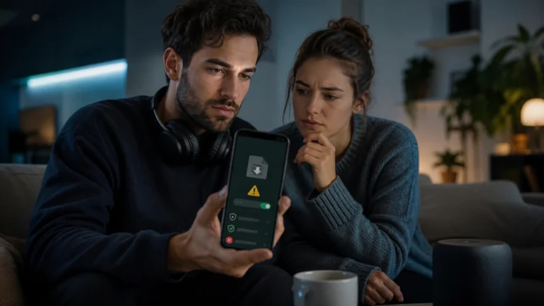 Qu'est-ce qu'un APK Spotify Premium et quels risques cache-t-il ? illustré dans une scène éditoriale