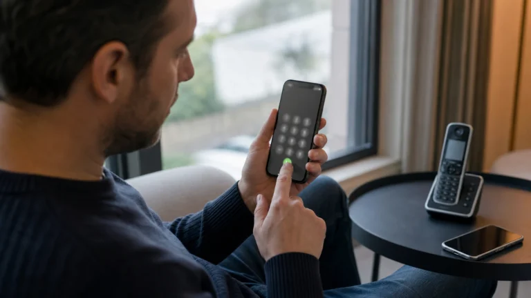 Comment appeler en masqué sur Android, iPhone et fixe ? illustré dans une scène éditoriale