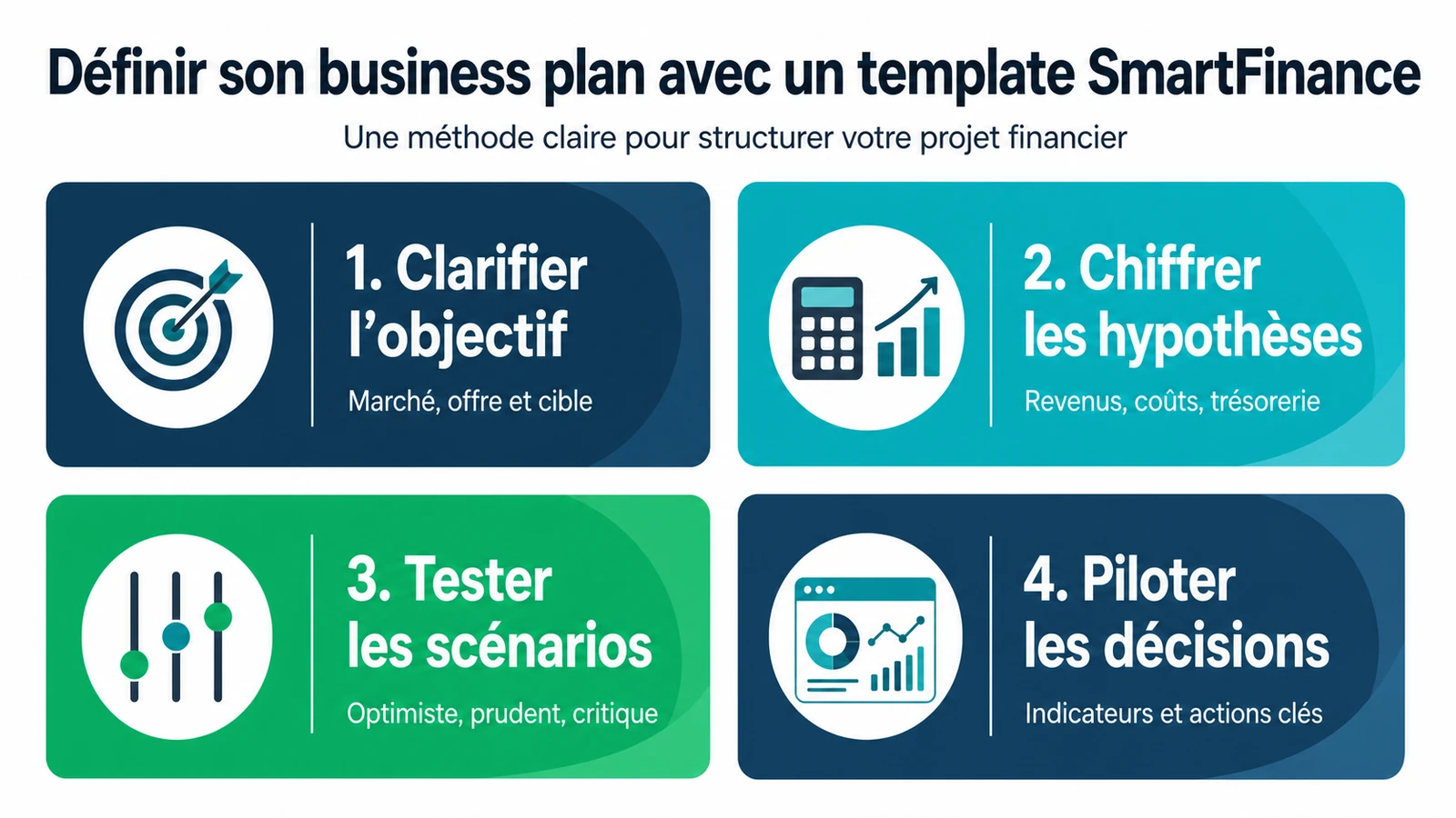 infographie sur Comment définir un business plan avec un template SmartFinance ?