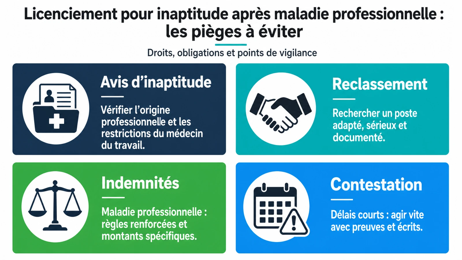 infographie sur Le piège du licenciement pour inaptitude après une maladie professionnelle