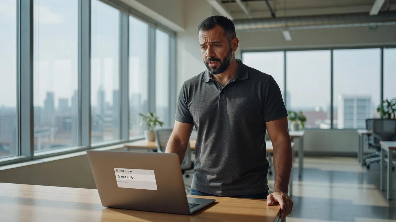 Un professionnel découvre la demande d'accusé de lecture en ouvrant son courrier électronique.