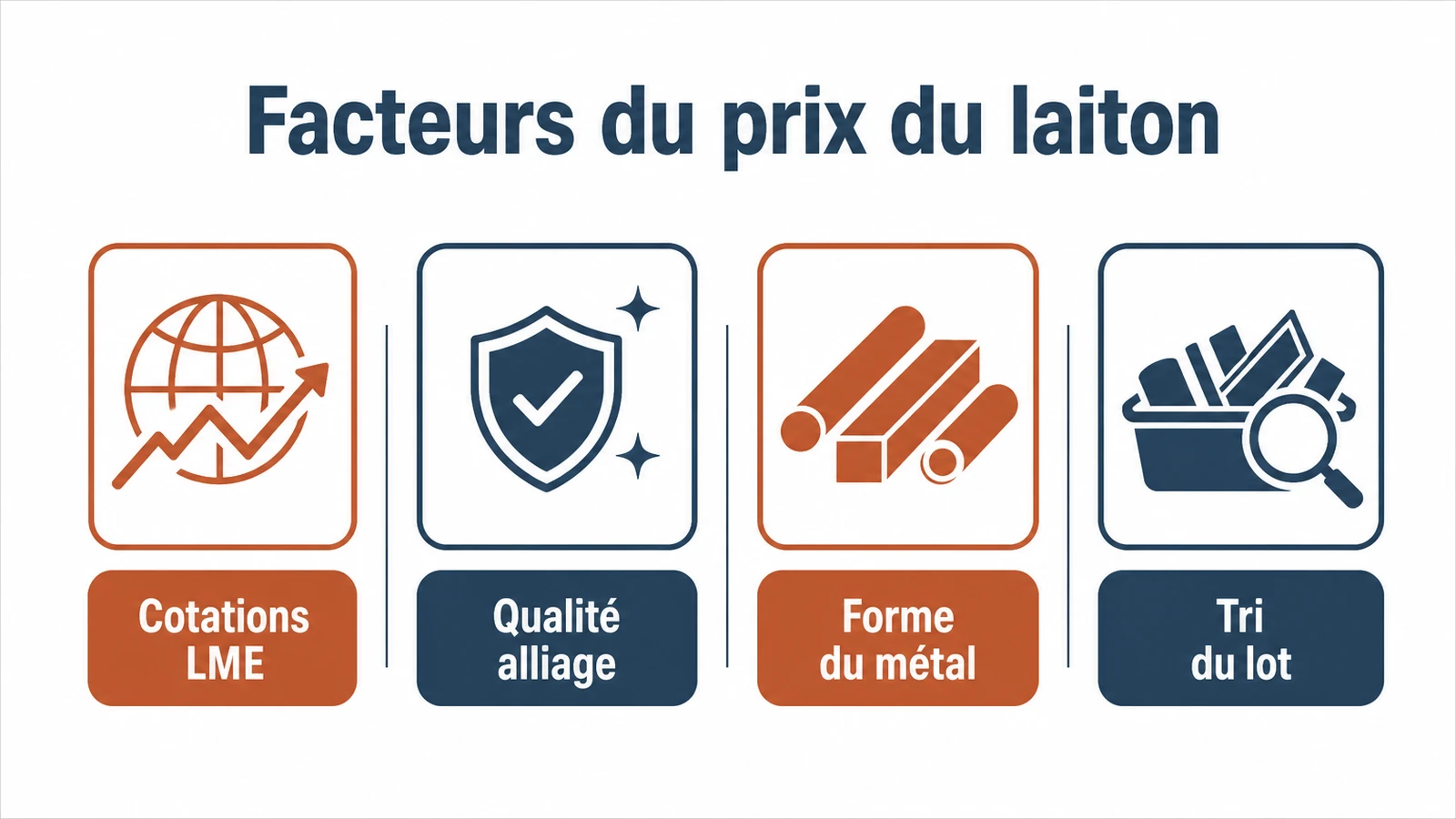 Comparaison des tarifs de rachat des métaux au kilogramme.
